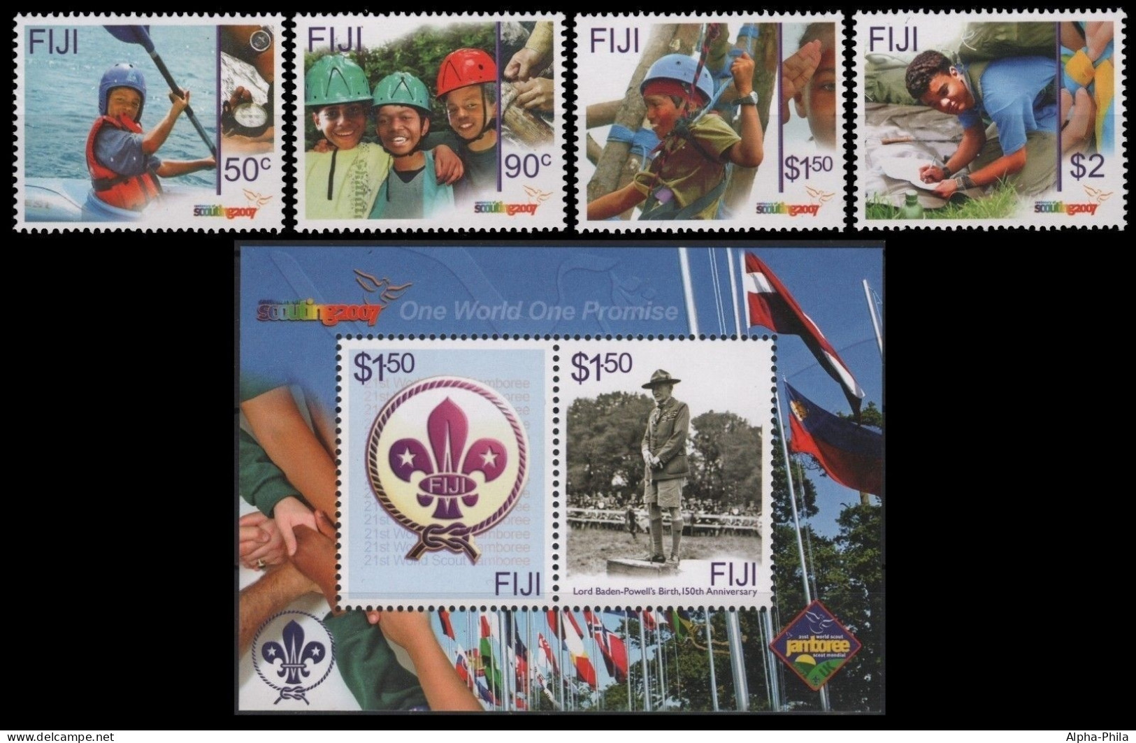 Fidschi 2007 - Mi-Nr. 1210-1213 & Block 53 ** - MNH - Pfadfinder / Scouts - Fiji (...-1970)