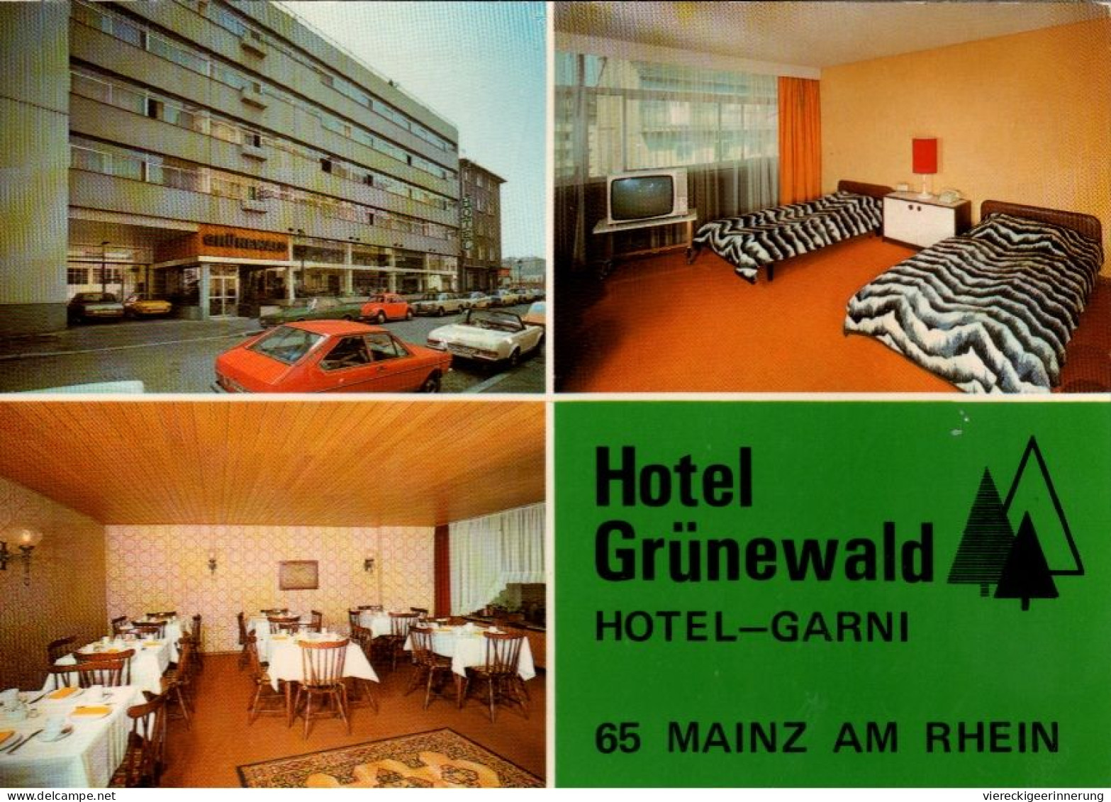 ! Ansichtskarte Aus Mainz, Hotel Grünewald, Frauenlobstraße 14, Autos, Cars, Mercedes Cabriolet, VW - Mainz