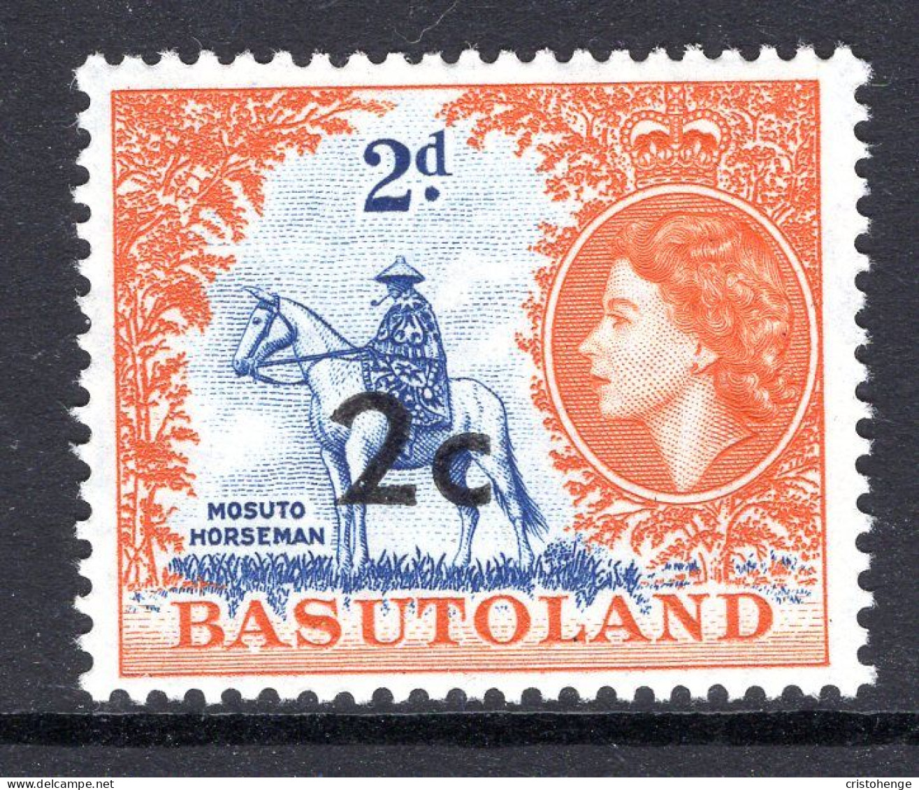 Basutoland 1961 Decimal Surcharges - 2c On 2d Mosuto Horseman HM (SG 60) - 1933-1964 Kronenkolonie