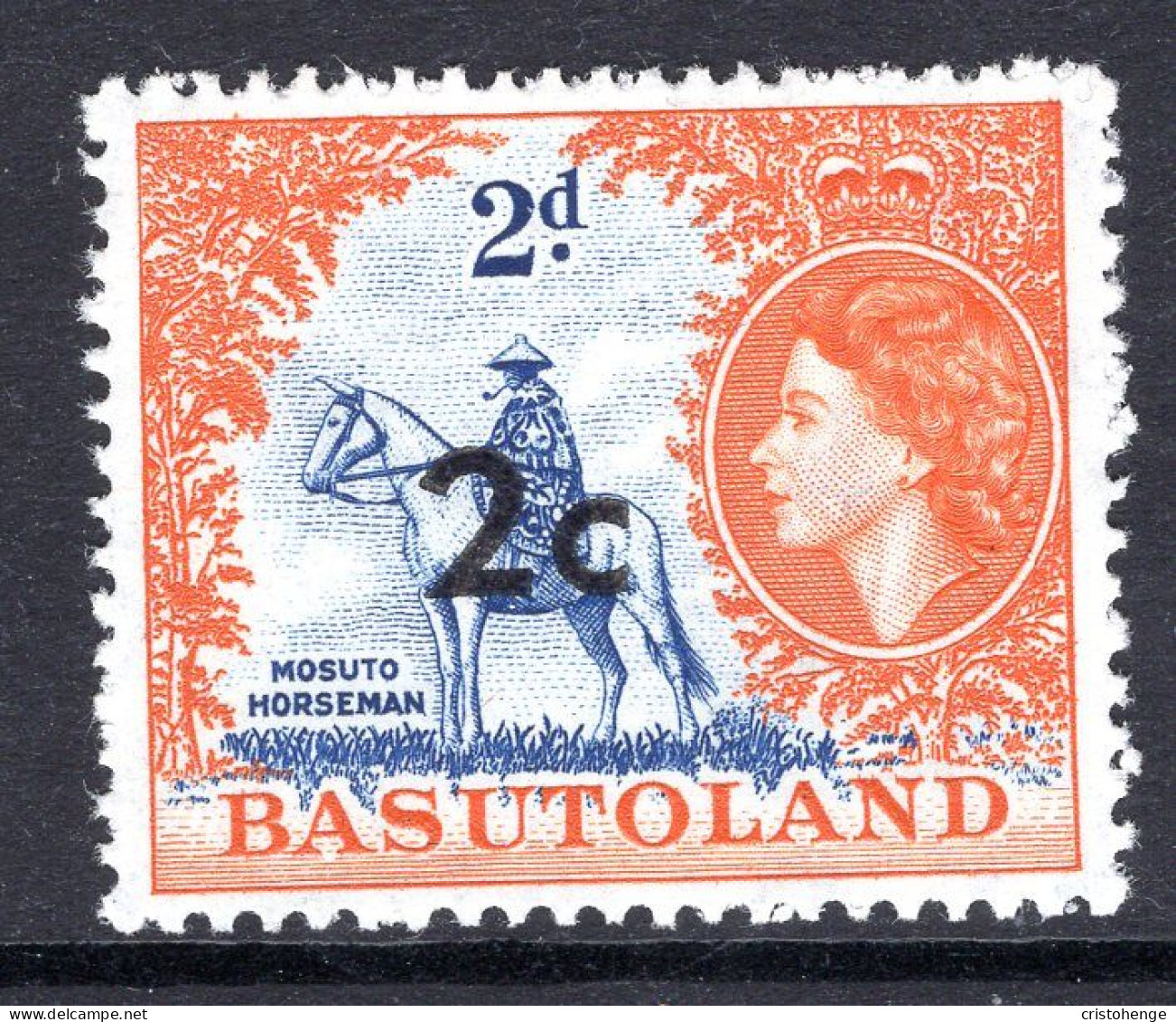 Basutoland 1961 Decimal Surcharges - 2c On 2d Mosuto Horseman HM (SG 60) - 1933-1964 Colonie Britannique