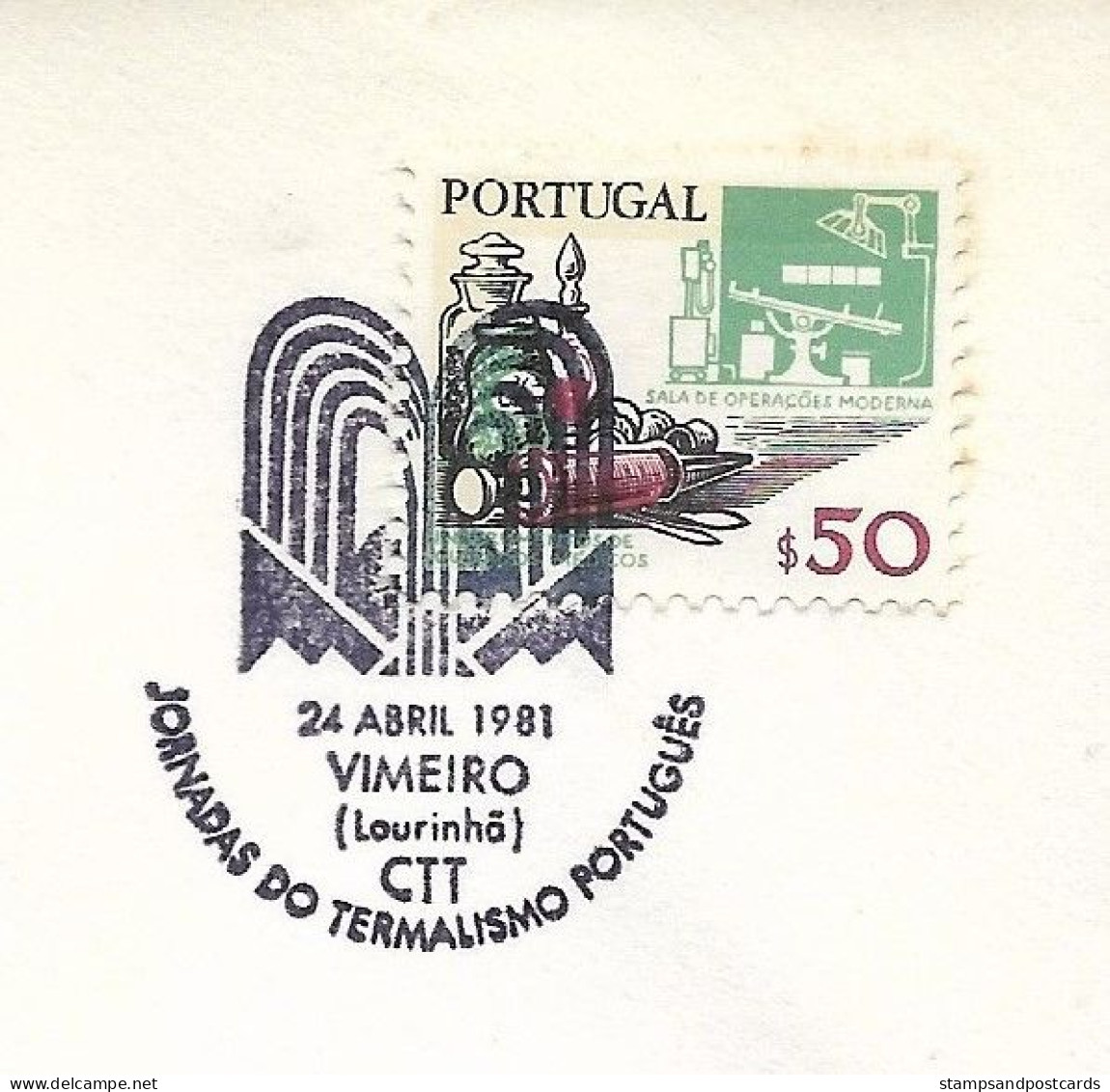 Portugal Cachet Commémoratif  Conference Thermalisme Vimeiro Lourinhã Spa 1981 Hydrotherapy Event Postmark - Postal Logo & Postmarks