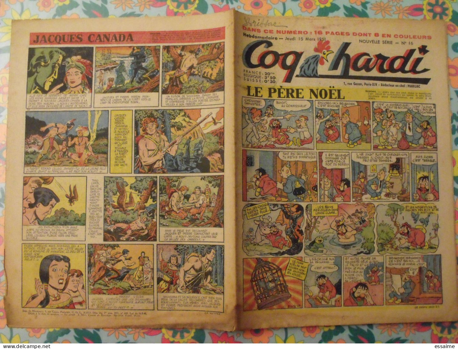 9 numéros de Coq Hardi de 1951. Sitting Bull, jacques canada, roland, marco polo, père noël. A redécouvrir