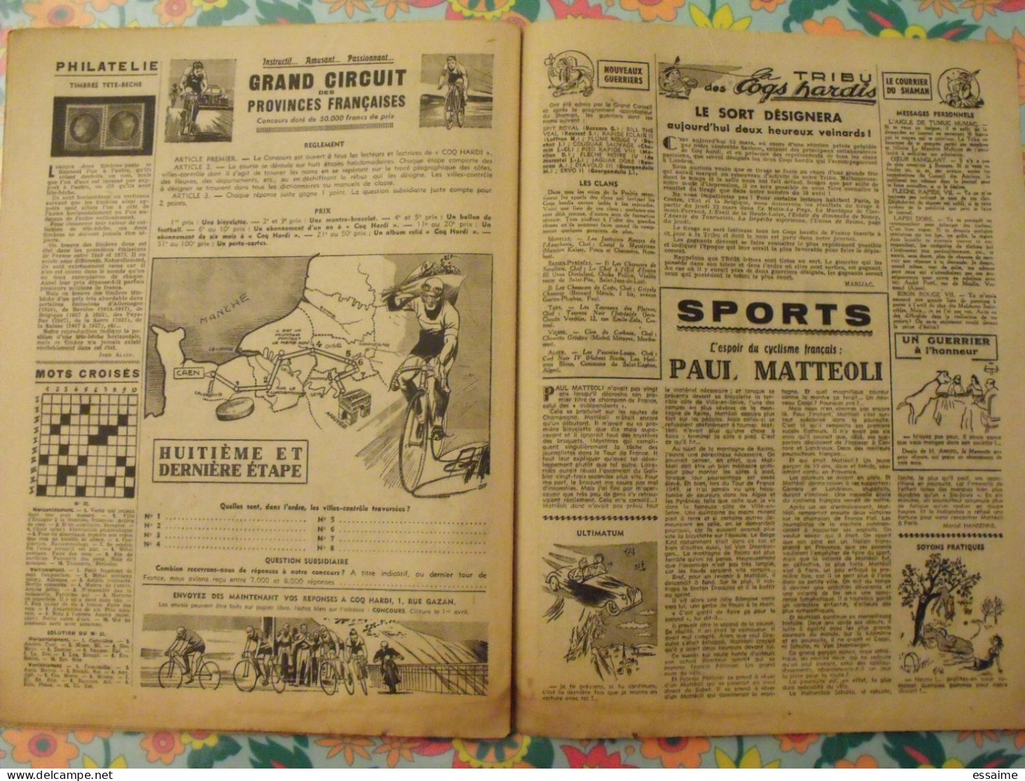 9 numéros de Coq Hardi de 1951. Sitting Bull, jacques canada, roland, marco polo, père noël. A redécouvrir