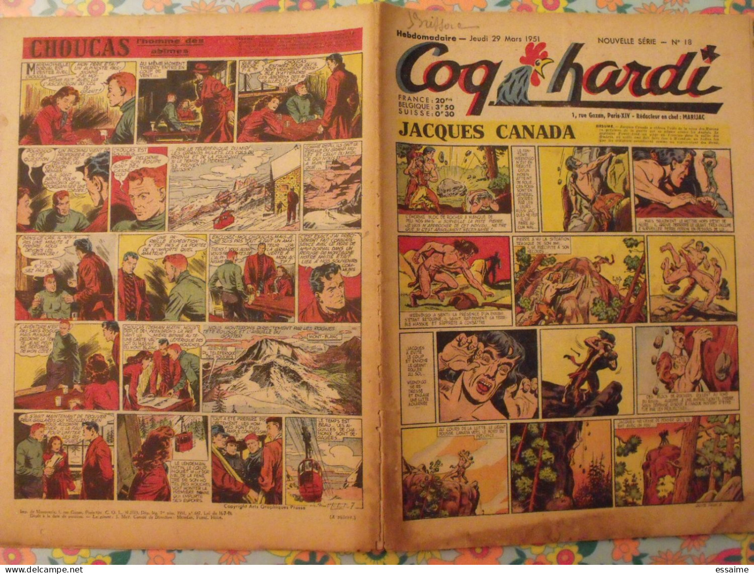 9 numéros de Coq Hardi de 1951. Sitting Bull, jacques canada, roland, marco polo, père noël. A redécouvrir