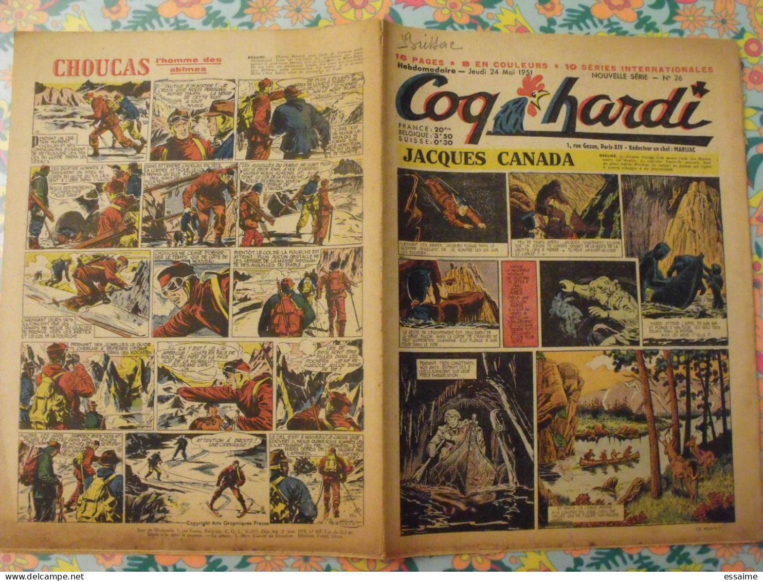 10 numéros de Coq Hardi de 1951. Sitting Bull, jacques canada, roland, marco polo, père noël, choucas. A redécouvrir