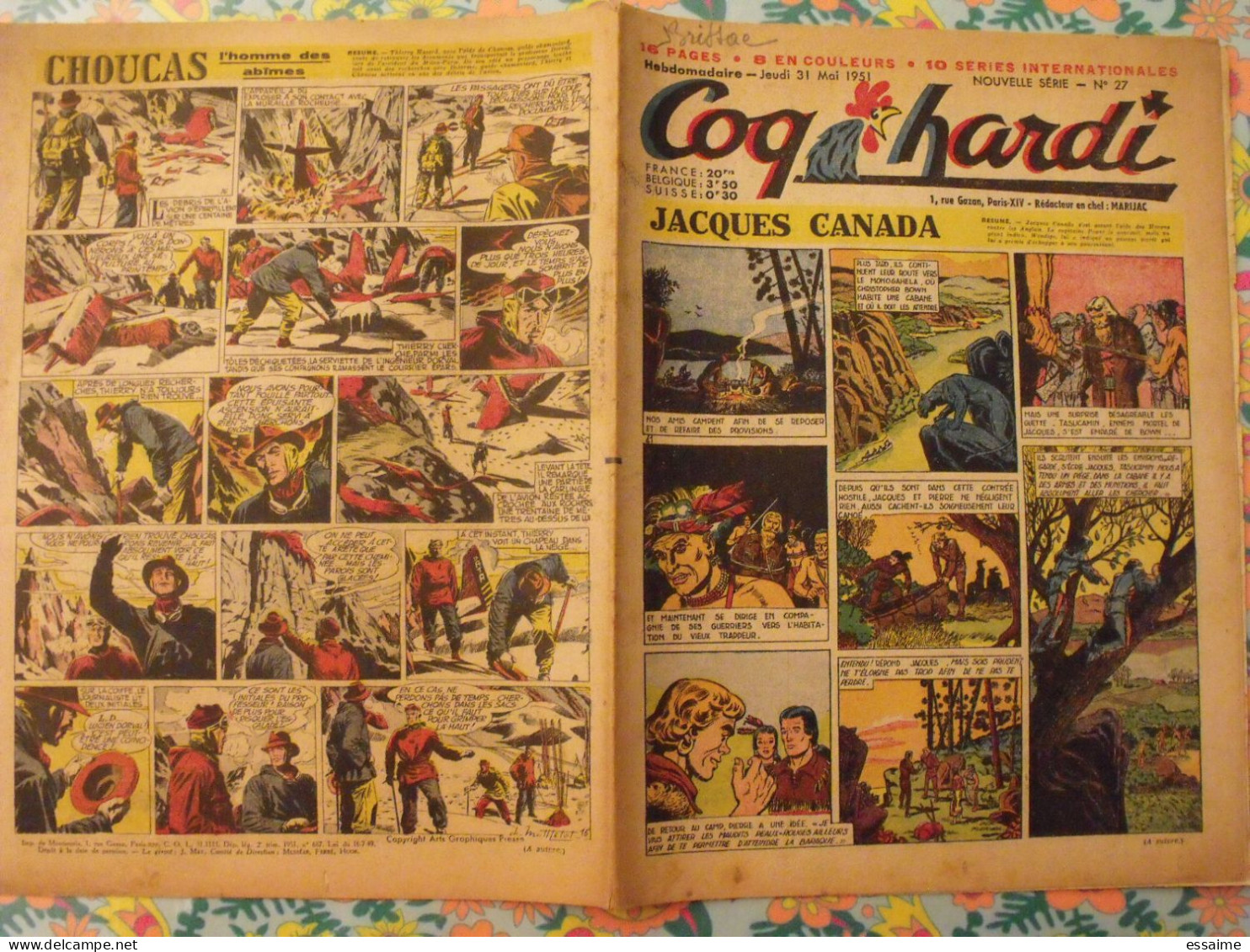 10 numéros de Coq Hardi de 1951. Sitting Bull, jacques canada, roland, marco polo, père noël, choucas. A redécouvrir