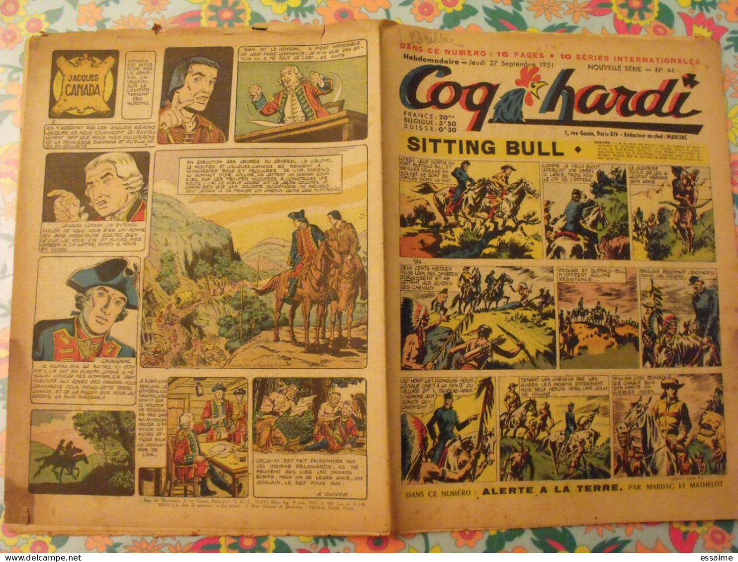 10 numéros de Coq Hardi de 1951. Sitting Bull, flamberge, roland, foufou, baby baluchon mat. A redécouvrir