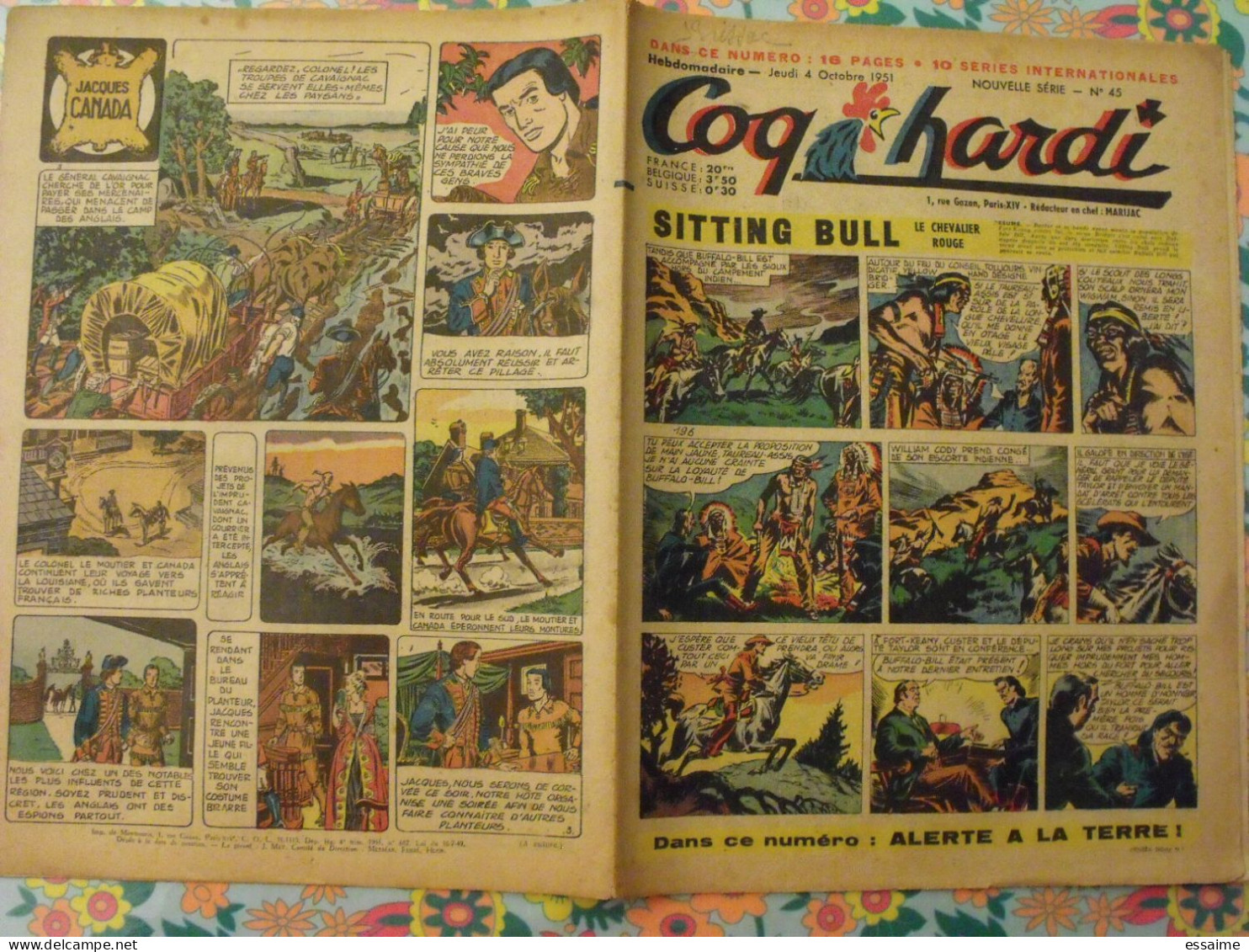 5 Numéros De Coq Hardi De 1951. Sitting Bull, Flamberge, Roland, Foufou, Baby Baluchon Mat. A Redécouvrir - Andere & Zonder Classificatie