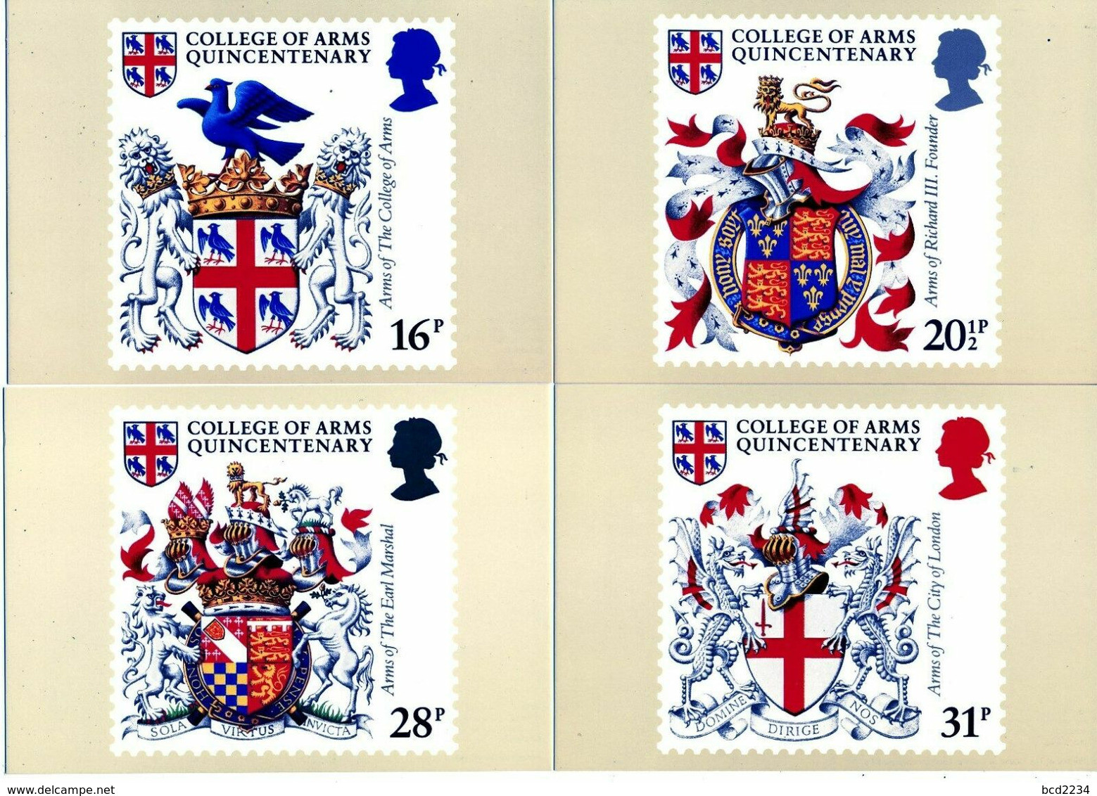 GB GREAT BRITAIN 1984 MINT PHQ CARDS 500TH ANNIV COLLEGE ARMS No 72 KING RICHARD III CITY LONDON EARL ENGLAND HERADRY - PHQ Cards