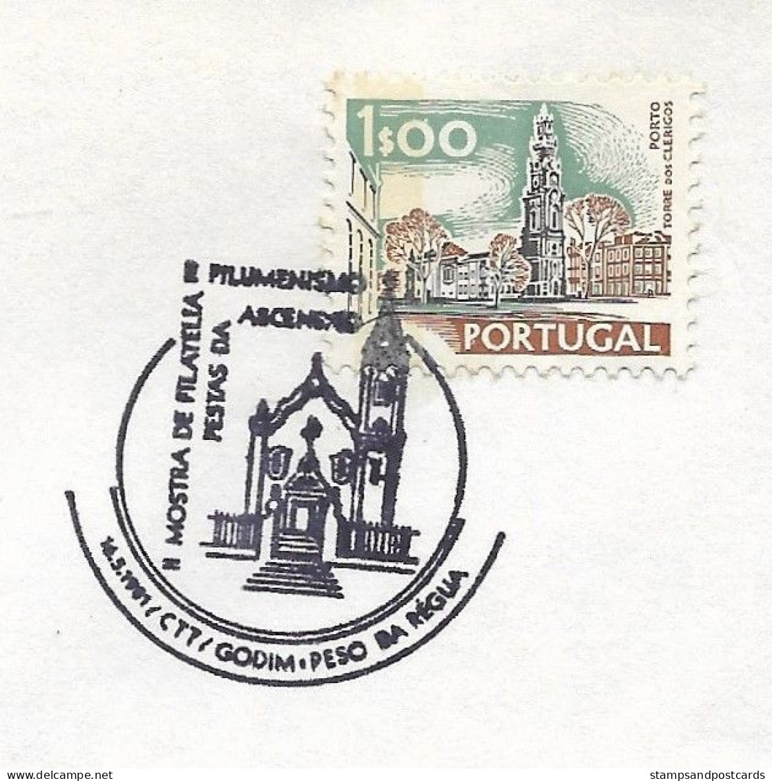 Portugal Cachet Commémoratif Expo Philatelique Godim Peso Da Régua 1981 Event Postmark Eglise Church - Flammes & Oblitérations