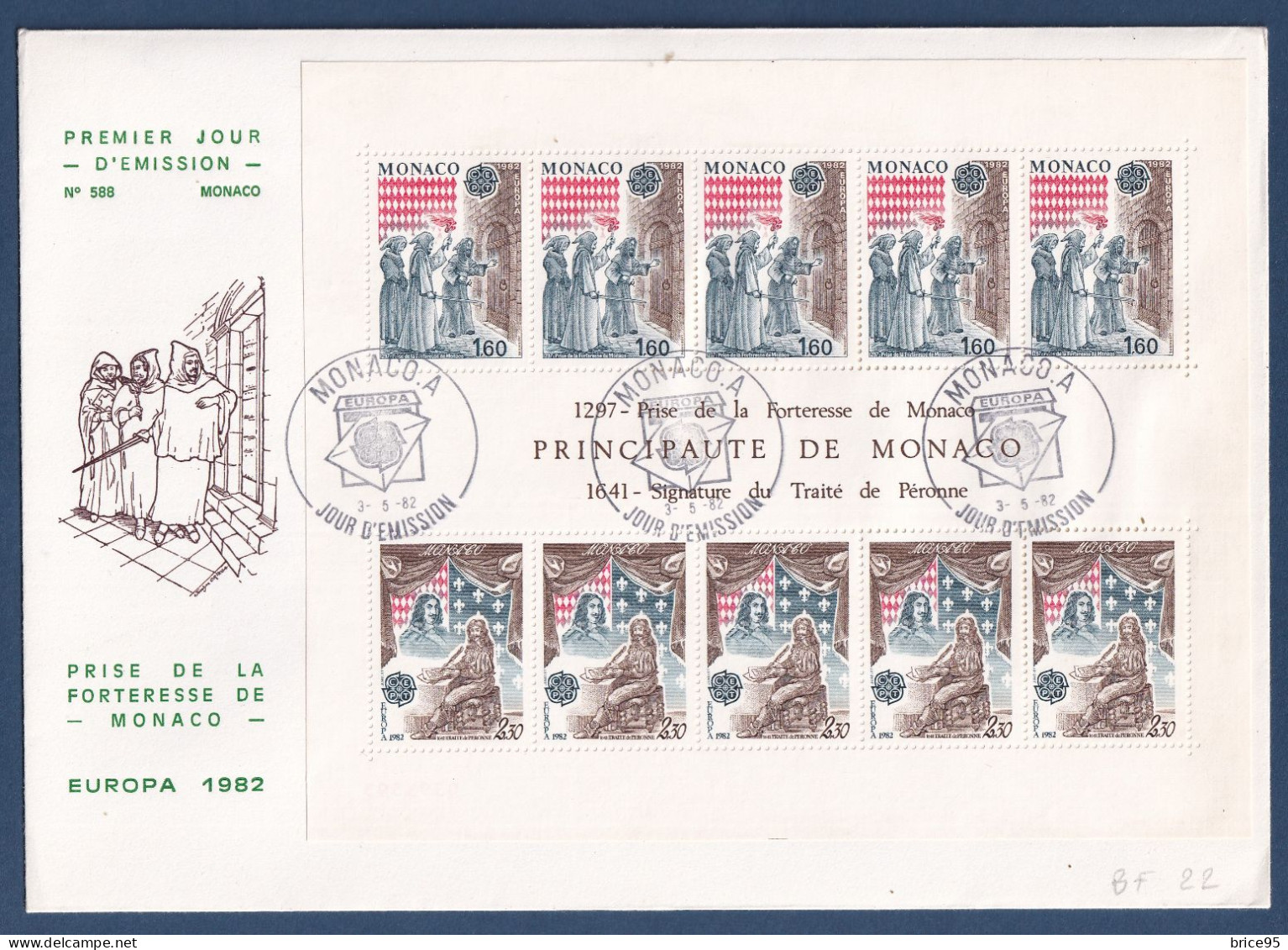 Monaco - YT Bloc N° 22 - FDC - Premier Jour - Grand Format - Prise De La Forteresse De Monaco - 1982 - FDC