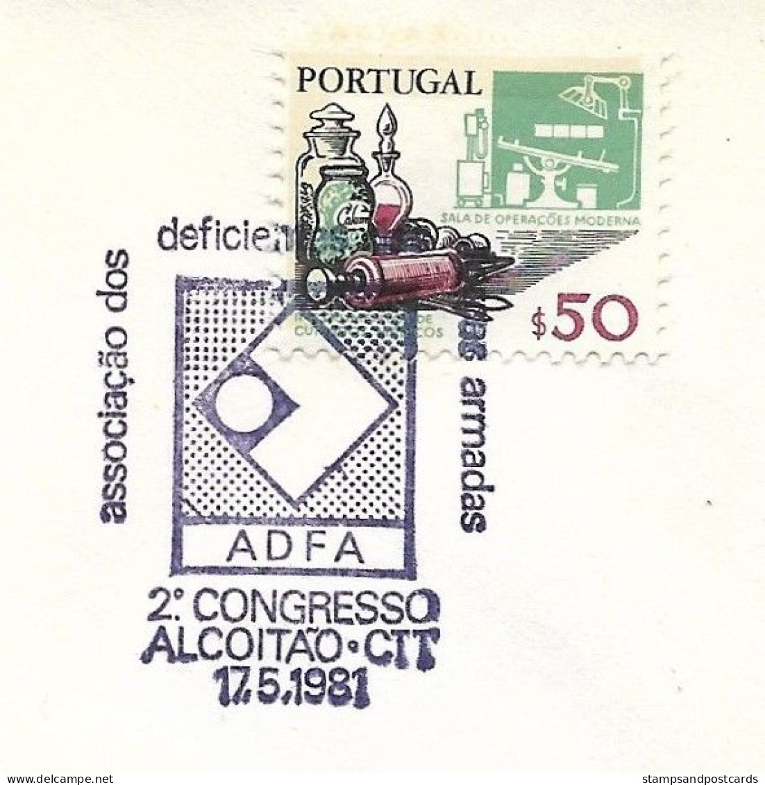 Portugal Cachet Commémoratif ADFA Handicapées Armée Guerre Coloniale Alcoitão 1981 Event Pmk Colonial War Disabled - Postal Logo & Postmarks