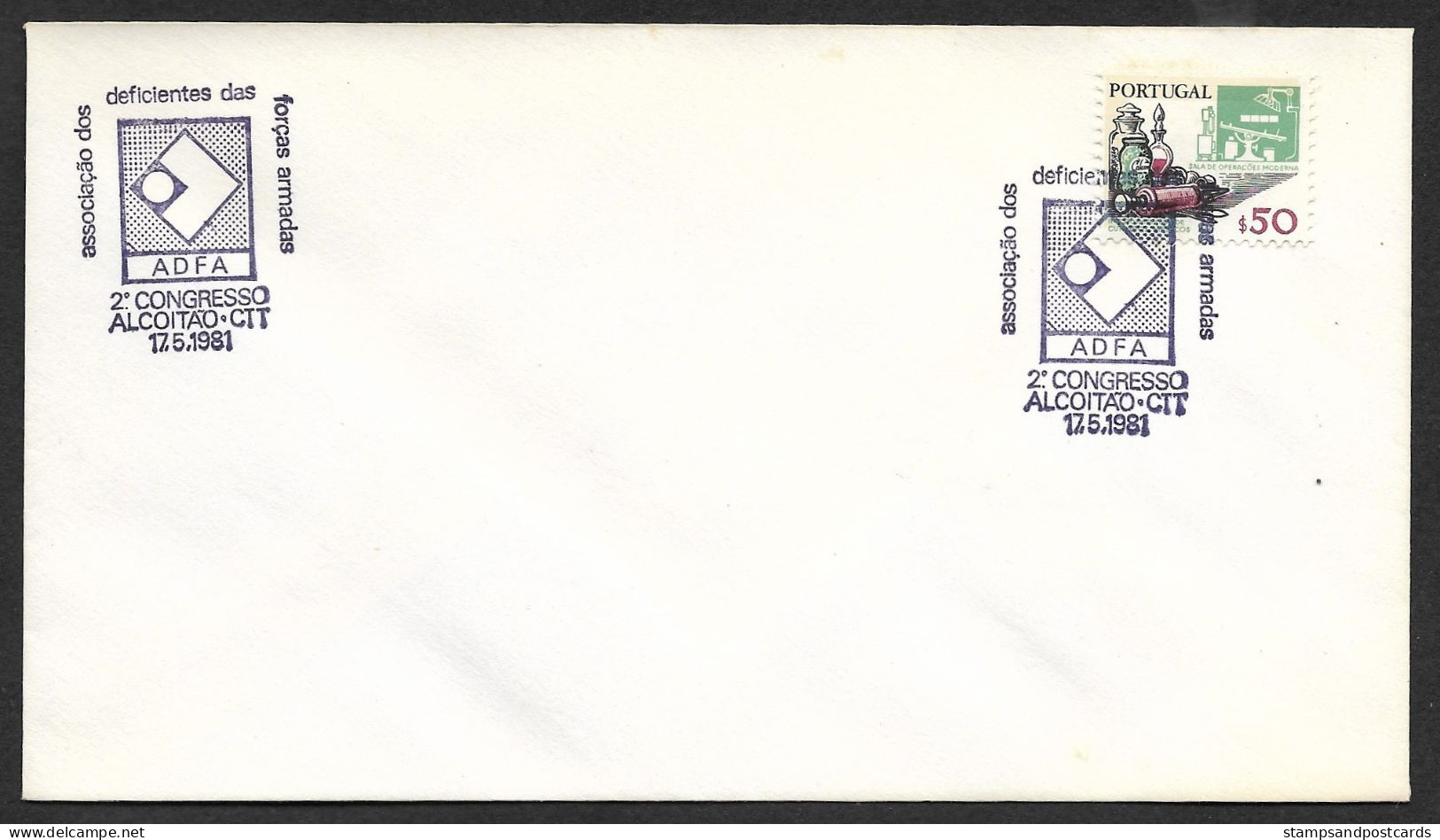 Portugal Cachet Commémoratif ADFA Handicapées Armée Guerre Coloniale Alcoitão 1981 Event Pmk Colonial War Disabled - Maschinenstempel (Werbestempel)