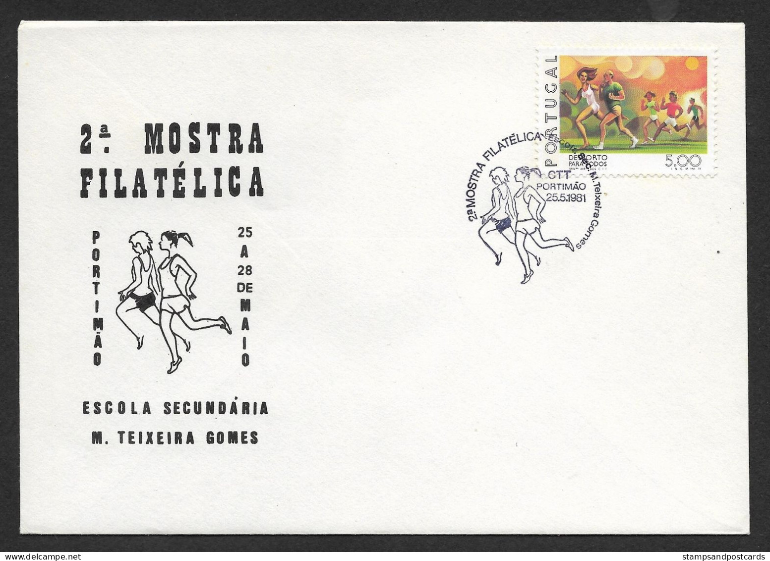 Portugal Cachet Commémoratif Expo Philatelique Lycée Portimão Algarve 1981 High School Stamp Expo Event Pmk - Annullamenti Meccanici (pubblicitari)