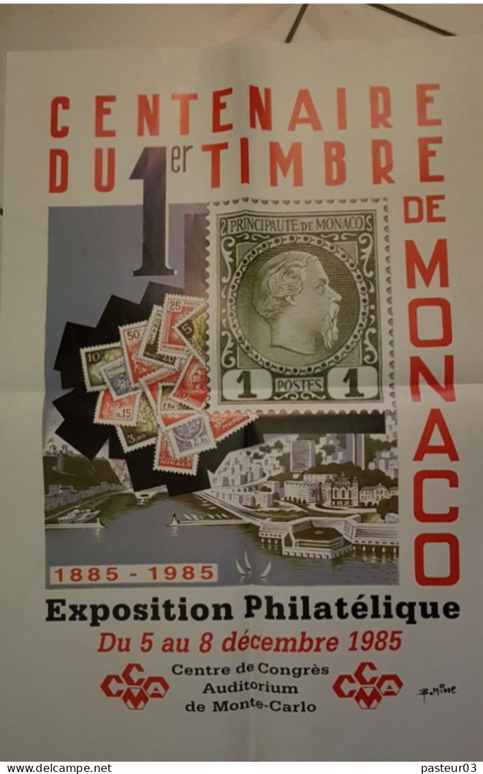 Centenaire Du Timbre Poste Exposition 1985 Affiche 60 X 40 Cms (pliée) - Storia Postale