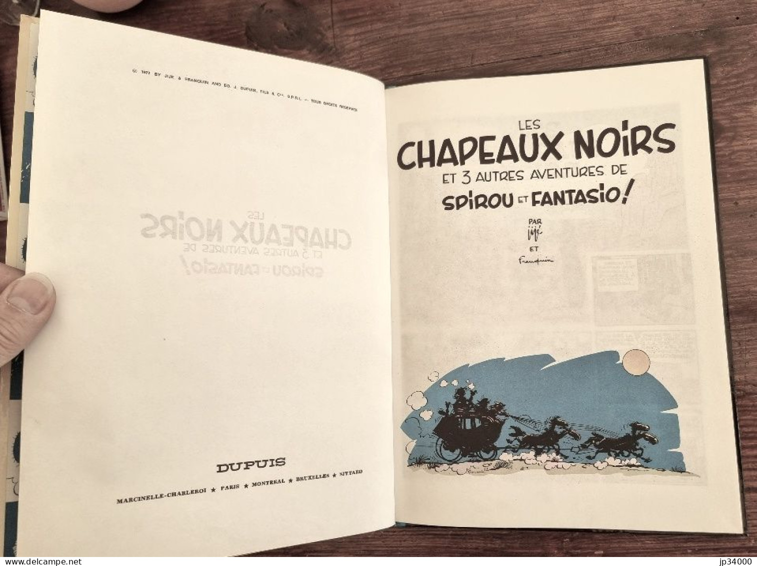 Les Chapeaux Noirs Et 3 Autres Aventures De SPIROU Et Fantasio (N°3) 1972 (C) Dos Rond Bleu - Spirou Et Fantasio