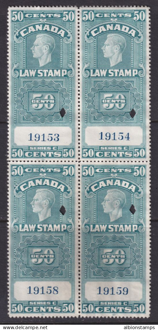 Canada Revenue (Federal), Van Dam FSC25b, Used Block - Fiscale Zegels