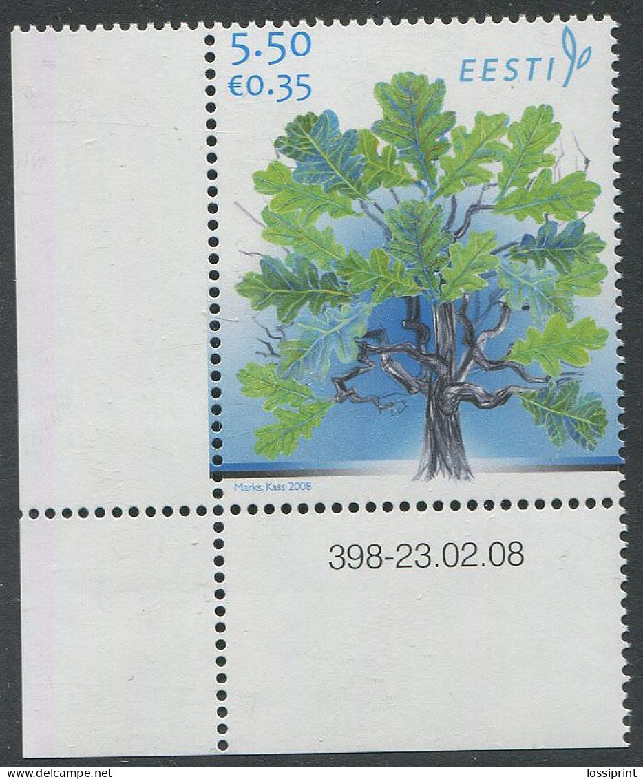 Estonia:Unused Stamp Estonian Republic 90, Oak Tree, Corner!, 2008, MNH - Estonie