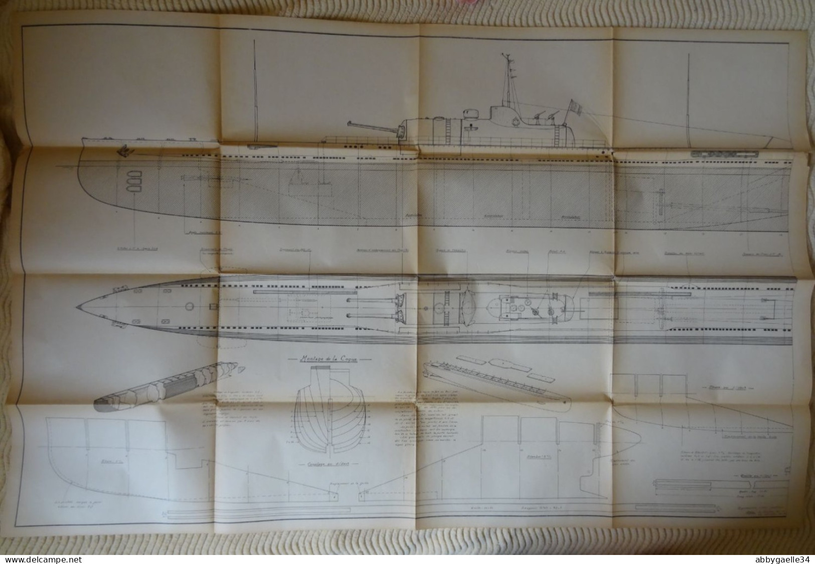 Plan Du Sous-marin SURCOUF Meccanaval "série Maquette" Complet 2 Feuilles échelle 1/100e - Zonder Classificatie