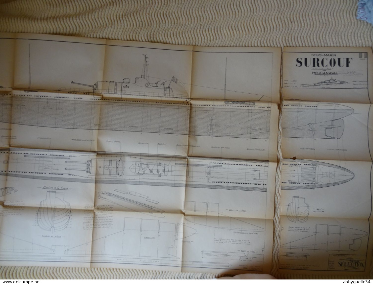 Plan Du Sous-marin SURCOUF Meccanaval "série Maquette" Complet 2 Feuilles échelle 1/100e - Sin Clasificación