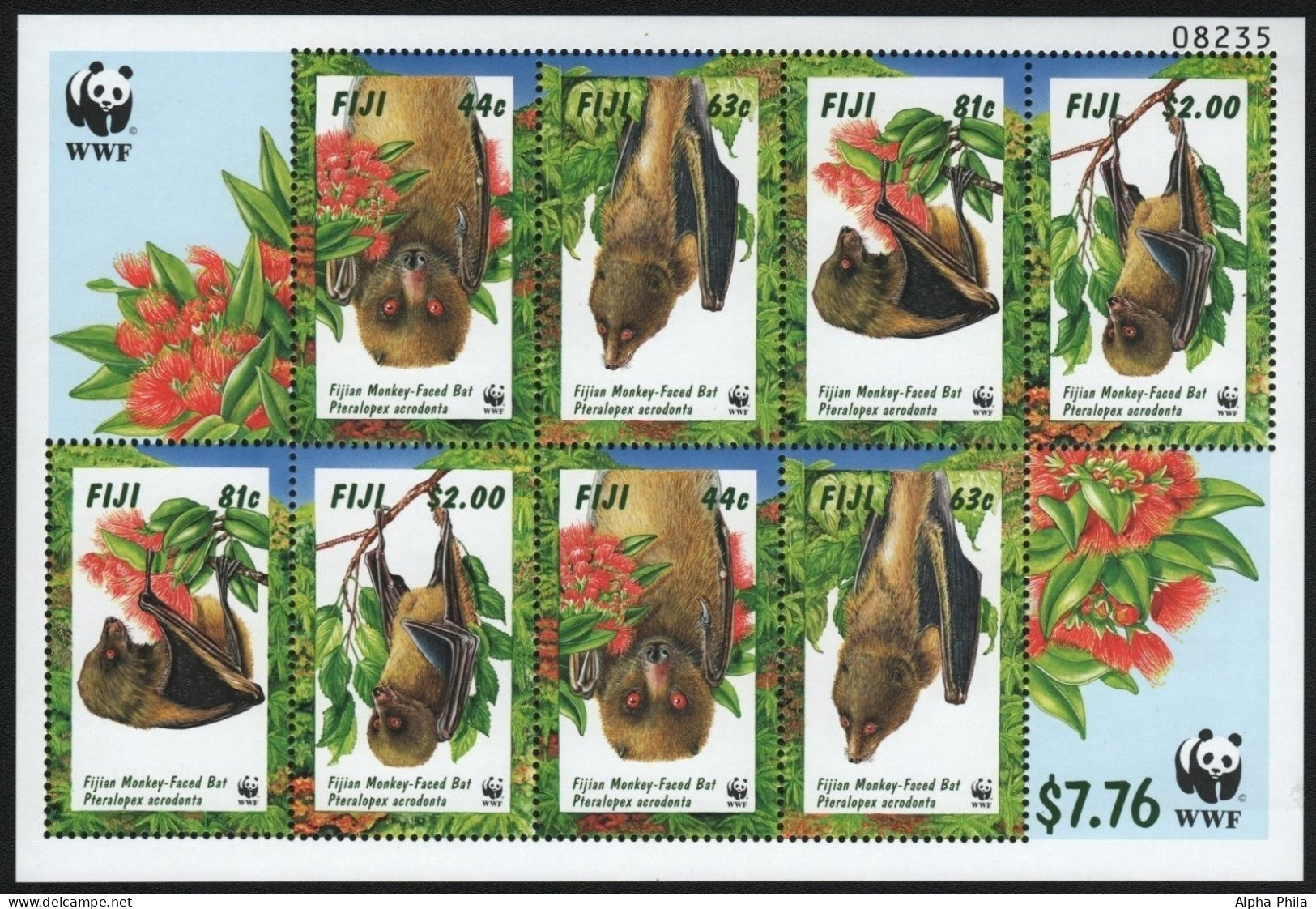 Fidschi 1997 - Mi-Nr. 812-815 ** - MNH - KLB - Flughund / Flying Fox - Fiji (...-1970)