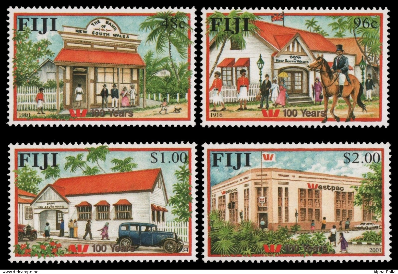 Fidschi 2001 - Mi-Nr. 974-977 ** - MNH - Westpac - Bank - Fiji (...-1970)