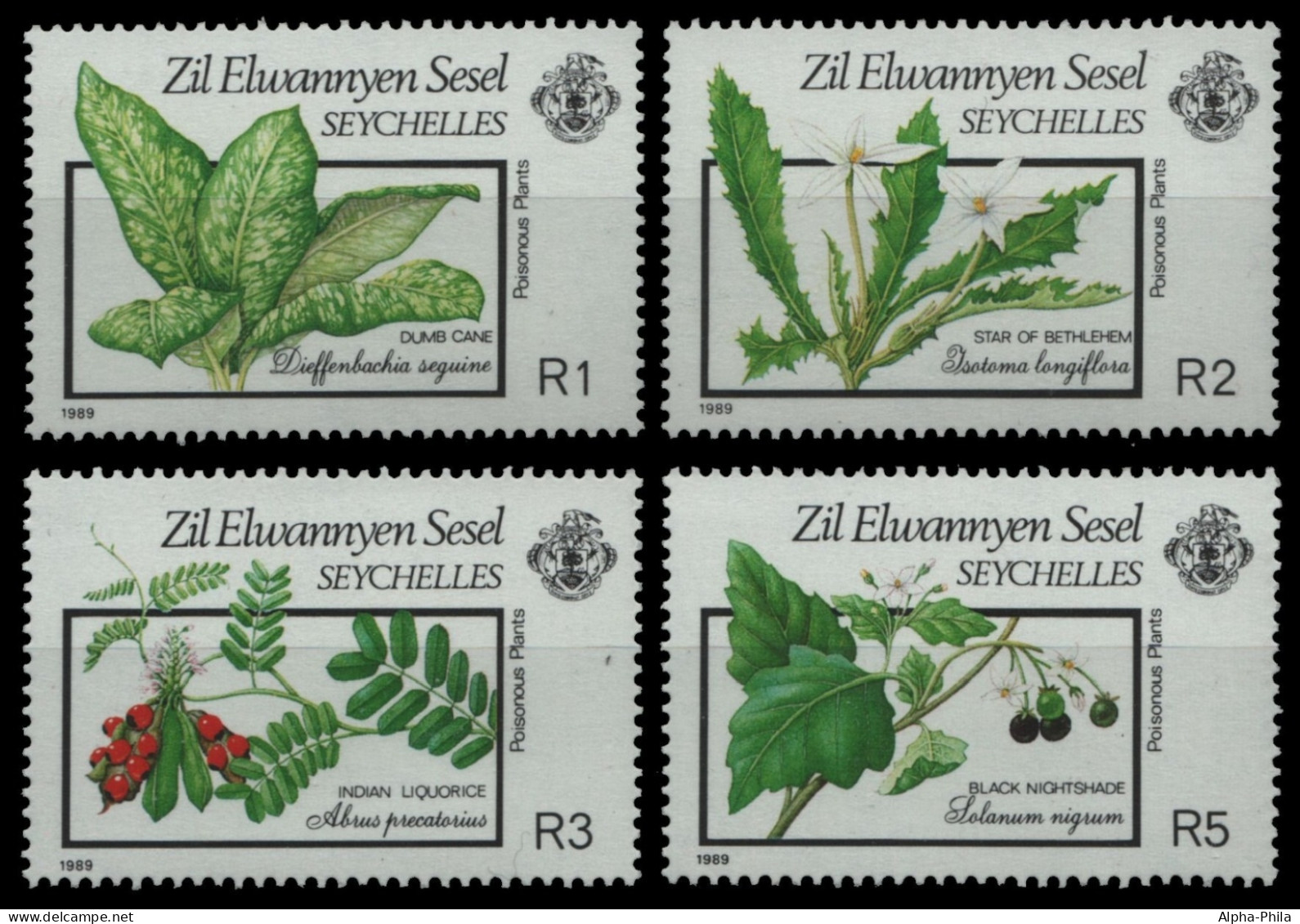 Äußere Seychellen 1989 - Mi-Nr. 171-174 ** - MNH - Giftpflanzen / Plants - Seychelles (1976-...)