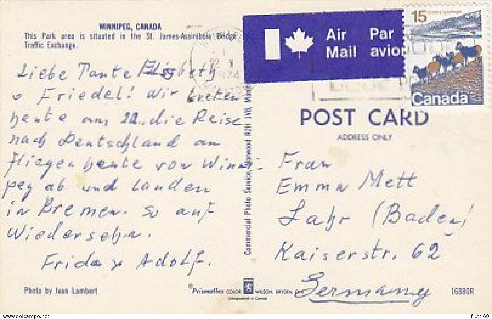 AK 180865 CANADA - Manitoba - Winnipeg - Stipres Are From Scan Not On The Card - Winnipeg