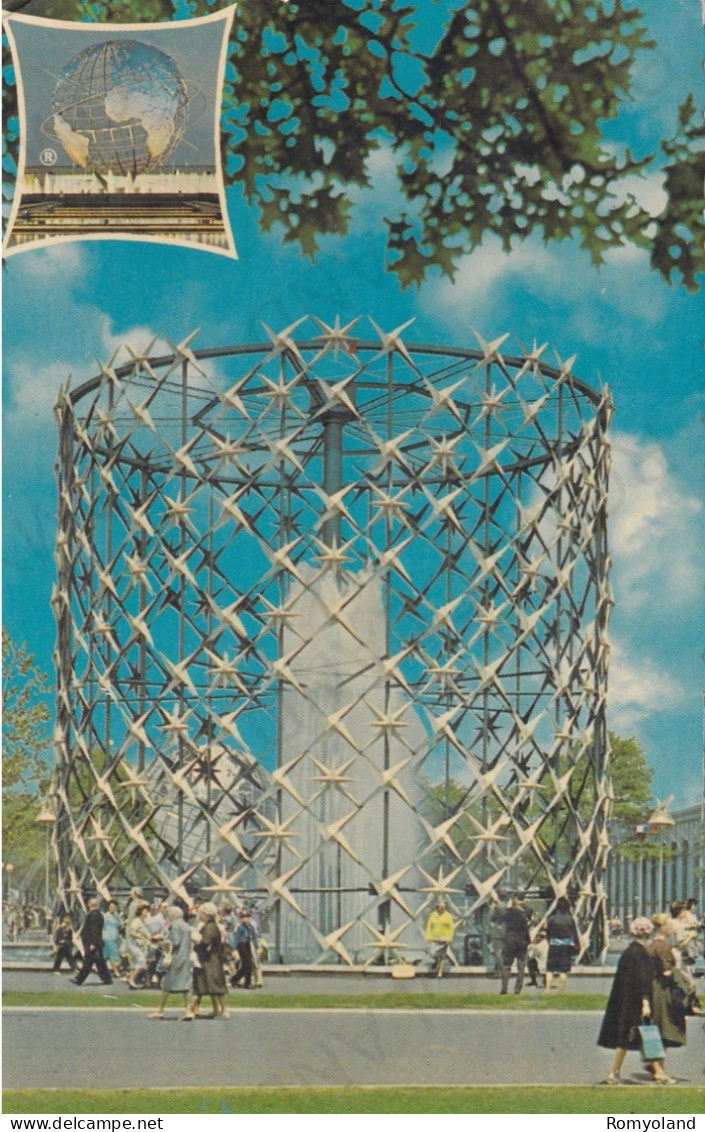 CARTOLINA  NEW YORK CITY,STATI UNITI-THE ASTRAL FOUNTAIN-NEW YORK WORLD'S FAIR 1964-1965-"PEACE THROUGH UNDERSTANDING" - Ausstellungen