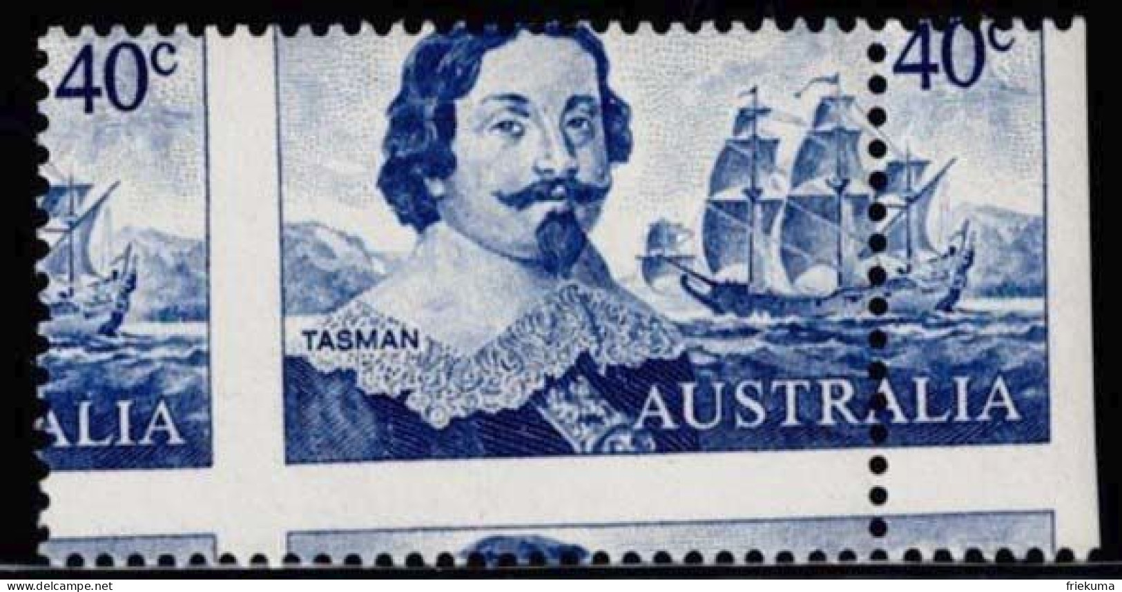 Australia 1966, Abel Janszoon Tasman (1603-1659), Niederländischer Seefahrer, Error Badly Centered, MiNr. 374 - Variedades Y Curiosidades