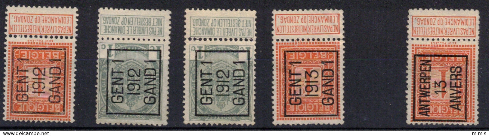 BELGIQUE  Préos    N° 53 + 108 - Typografisch 1912-14 (Cijfer-leeuw)