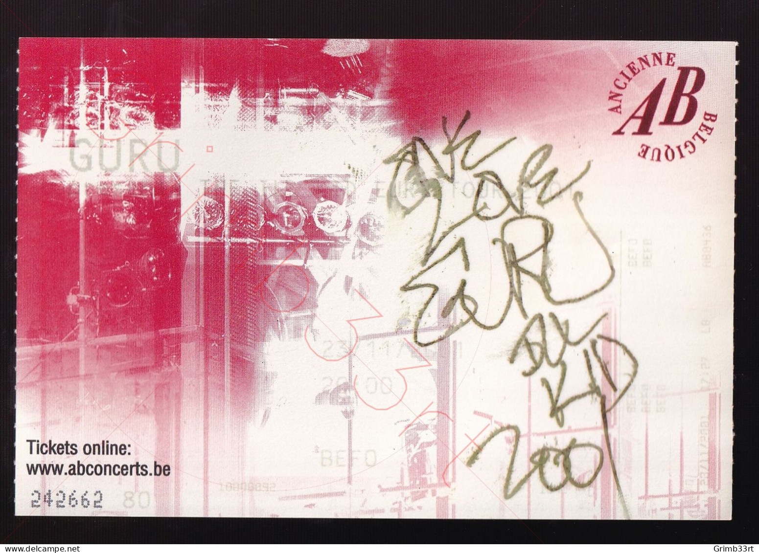 Guru (GESIGNEERD!) - The Ill Kid Tour - 23 November 2001 - Ancienne Belgique (BE) - Concert Ticket - Entradas A Conciertos