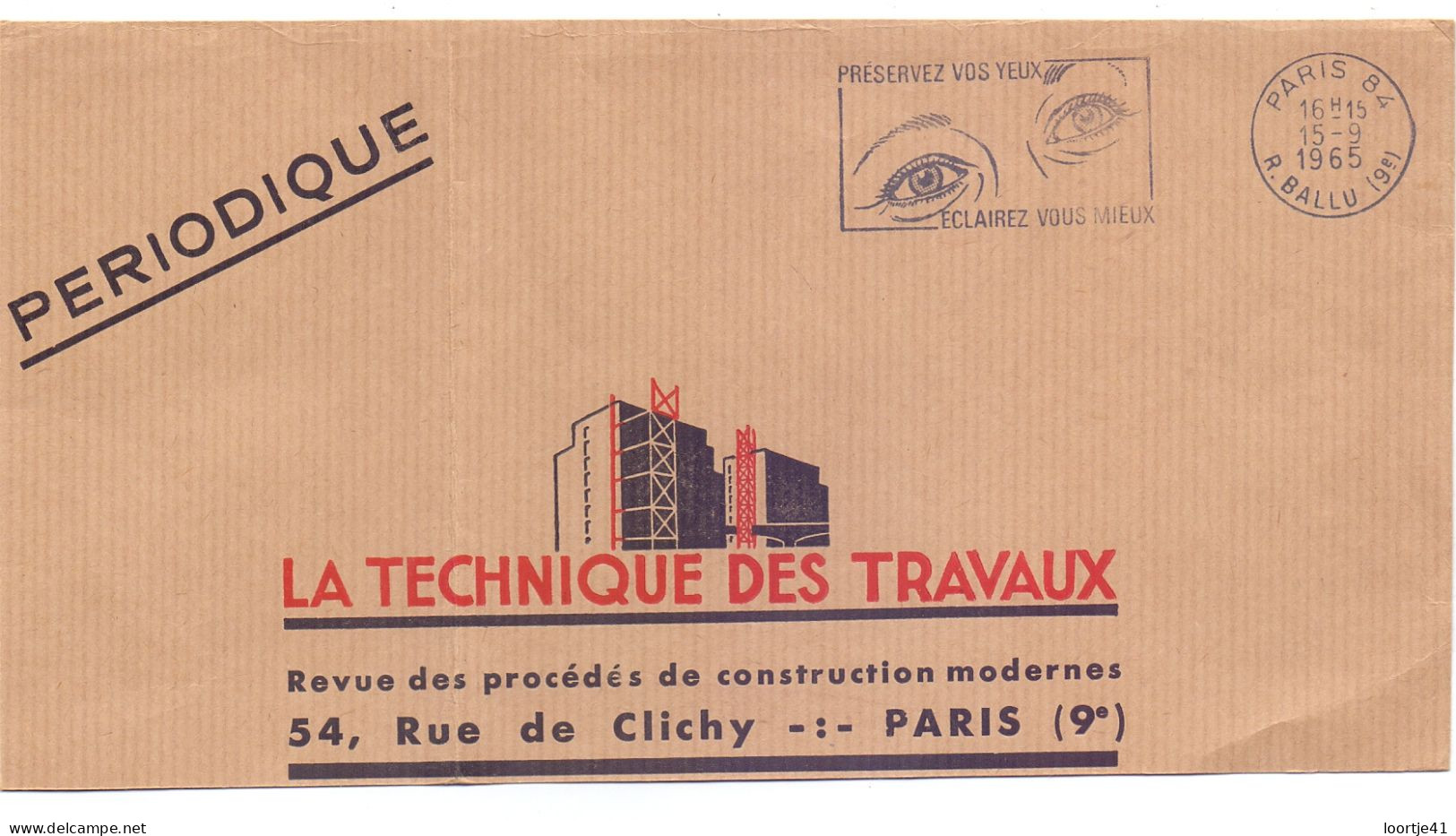 Enveloppe Omslag -Les Techniques Des Travaux - Paris - 1965 - Otros & Sin Clasificación