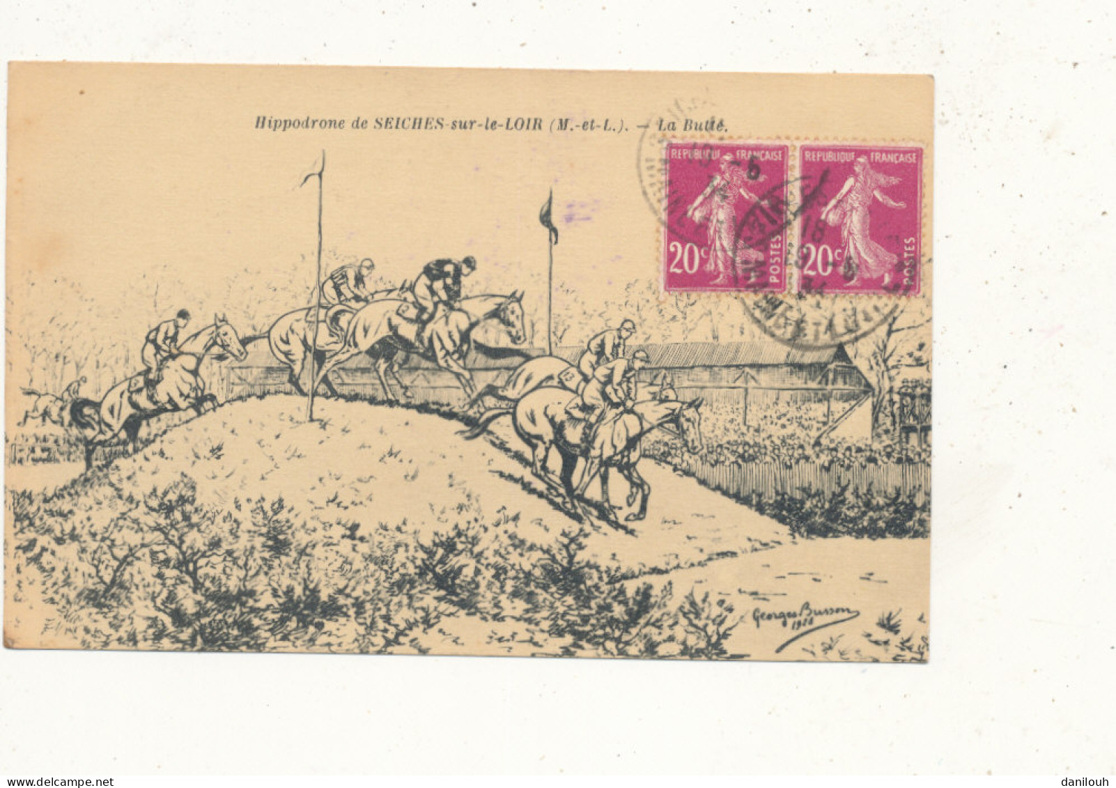 49 // SEICHES SUR LOIR    Hippodrome     La Butte / Illustration Georges Busson 1928 - Seiches Sur Le Loir