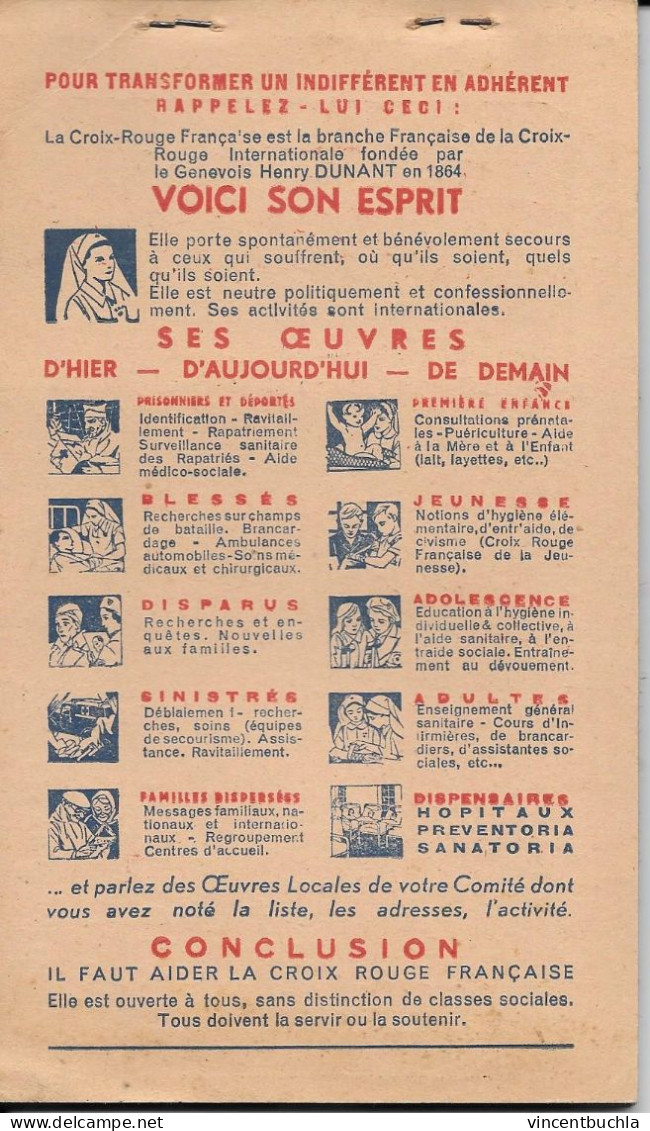 Carnet D'adhésion Croix Rouge Française 1946 20 Carte Avec Bordereau Récapitulatif Etat Proche Du Neuf N°19193 - Croix-Rouge