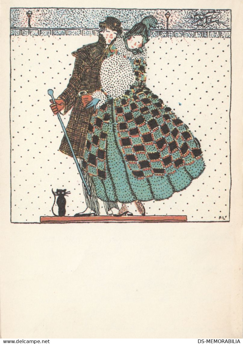 WW 819 Fritzi Low - Couple In Snow , UNICEF Fund - Wiener Werkstätten