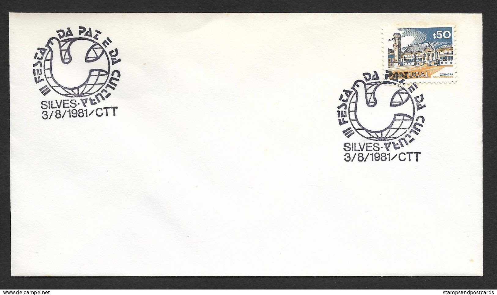 Portugal Cachet Commémoratif Fête Paix Et Culture Silves Algarve 1981 Event Postmark Peace And Culture Festival - Flammes & Oblitérations