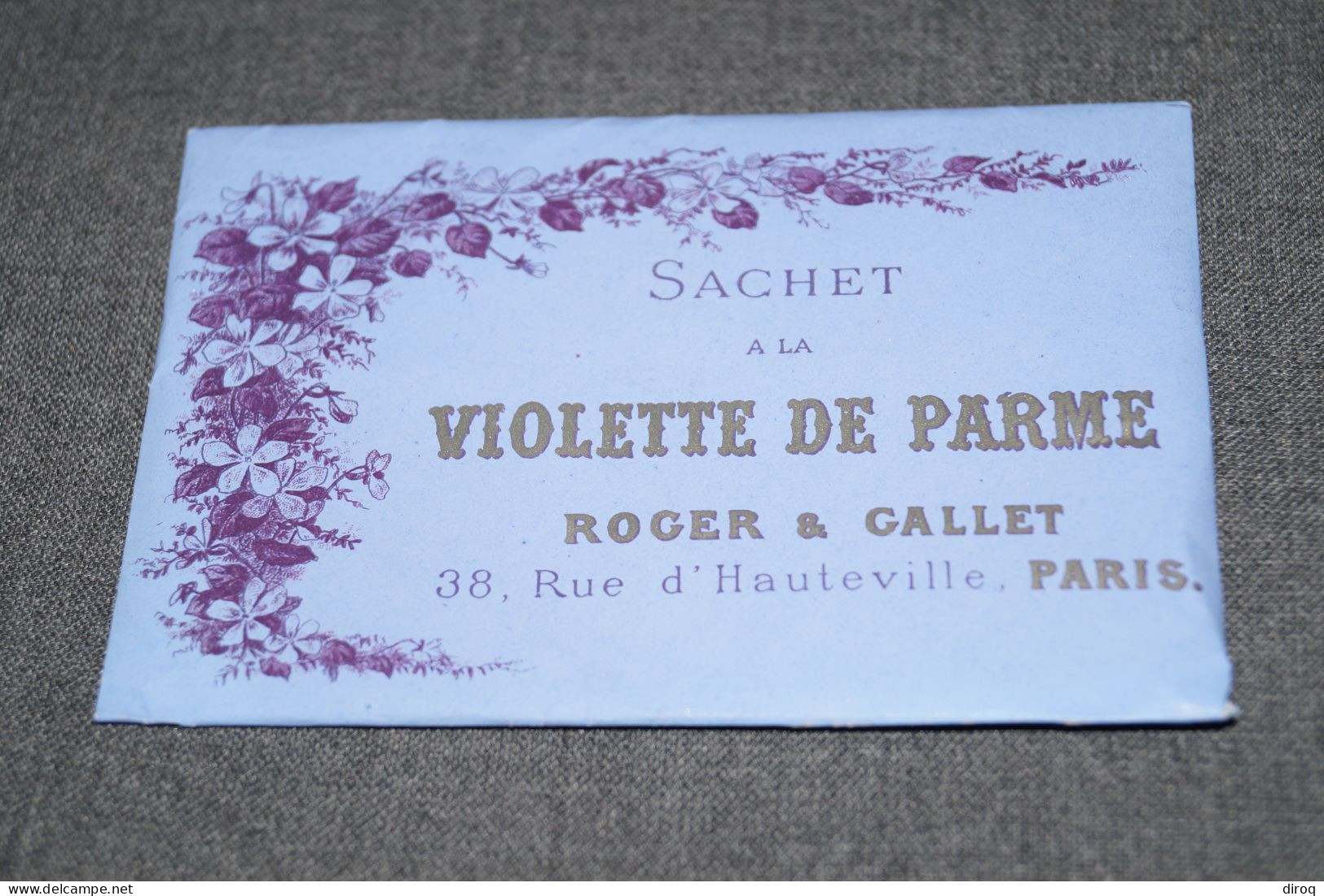 Roger Gallet,parfumerie Violette De Parme,très Ancien Sachet Pour Collection,120 Mm./80 Mm. - Sonstige & Ohne Zuordnung