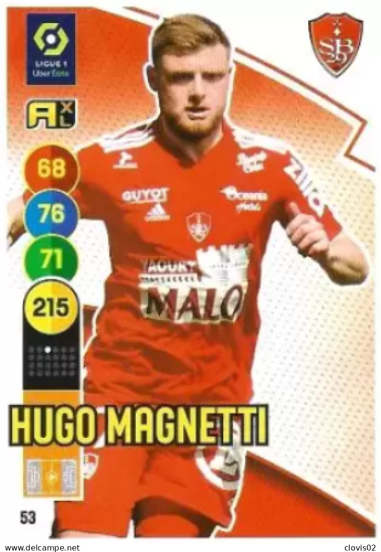 53 Hugo Magnetti - Stade Brestois 29 - Panini Adrenalyn XL LIGUE 1 - 2021-2022 Carte Football - Trading Cards