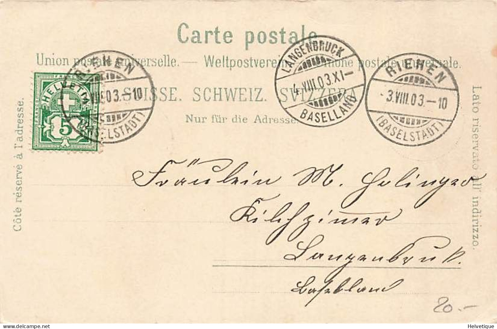 Gruss Aus Riehen 1903 Diakonissen - Riehen