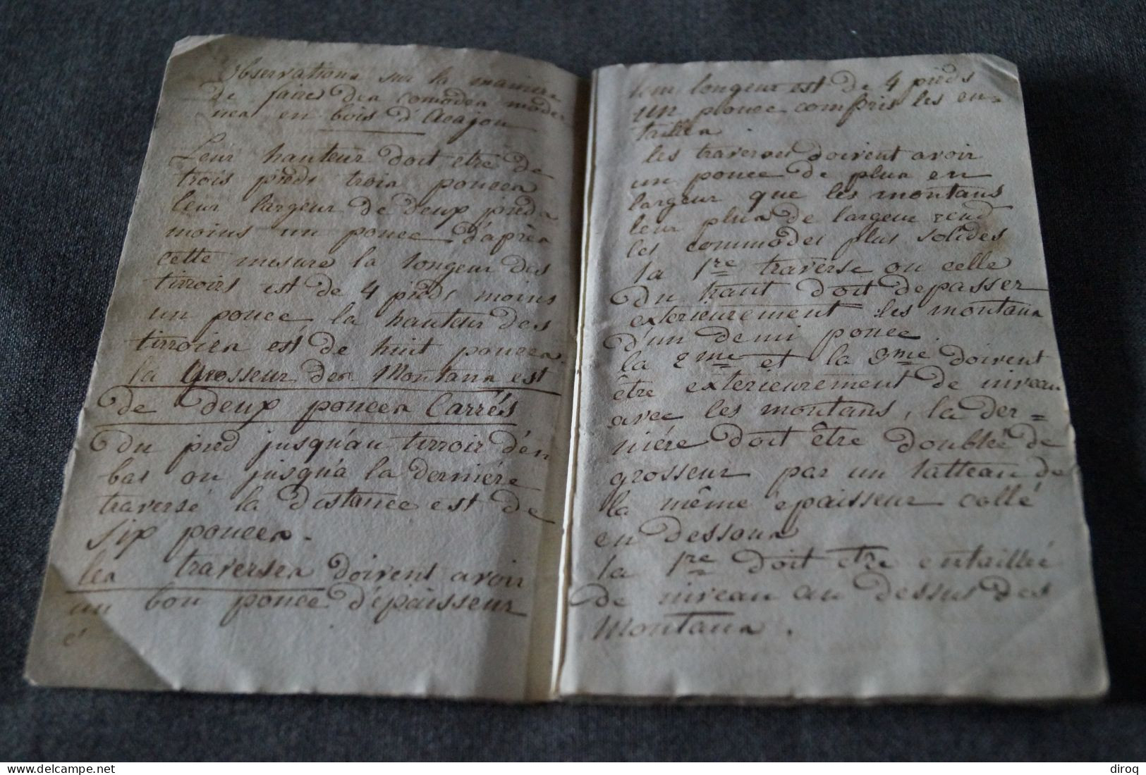 RARE Unique Manuscrit 1812,Oeuvres De Menuiserie,42 Pages, 16 Cm. Sur 10 Cm. - Manuscripten