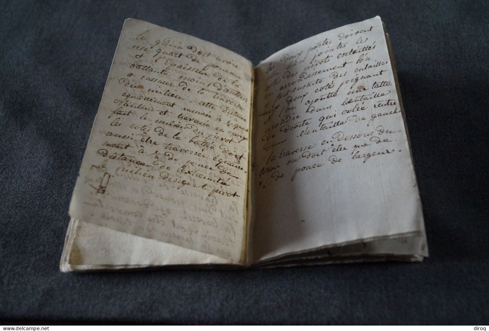 RARE unique manuscrit 1812,Oeuvres de menuiserie,42 pages, 16 Cm. sur 10 Cm.