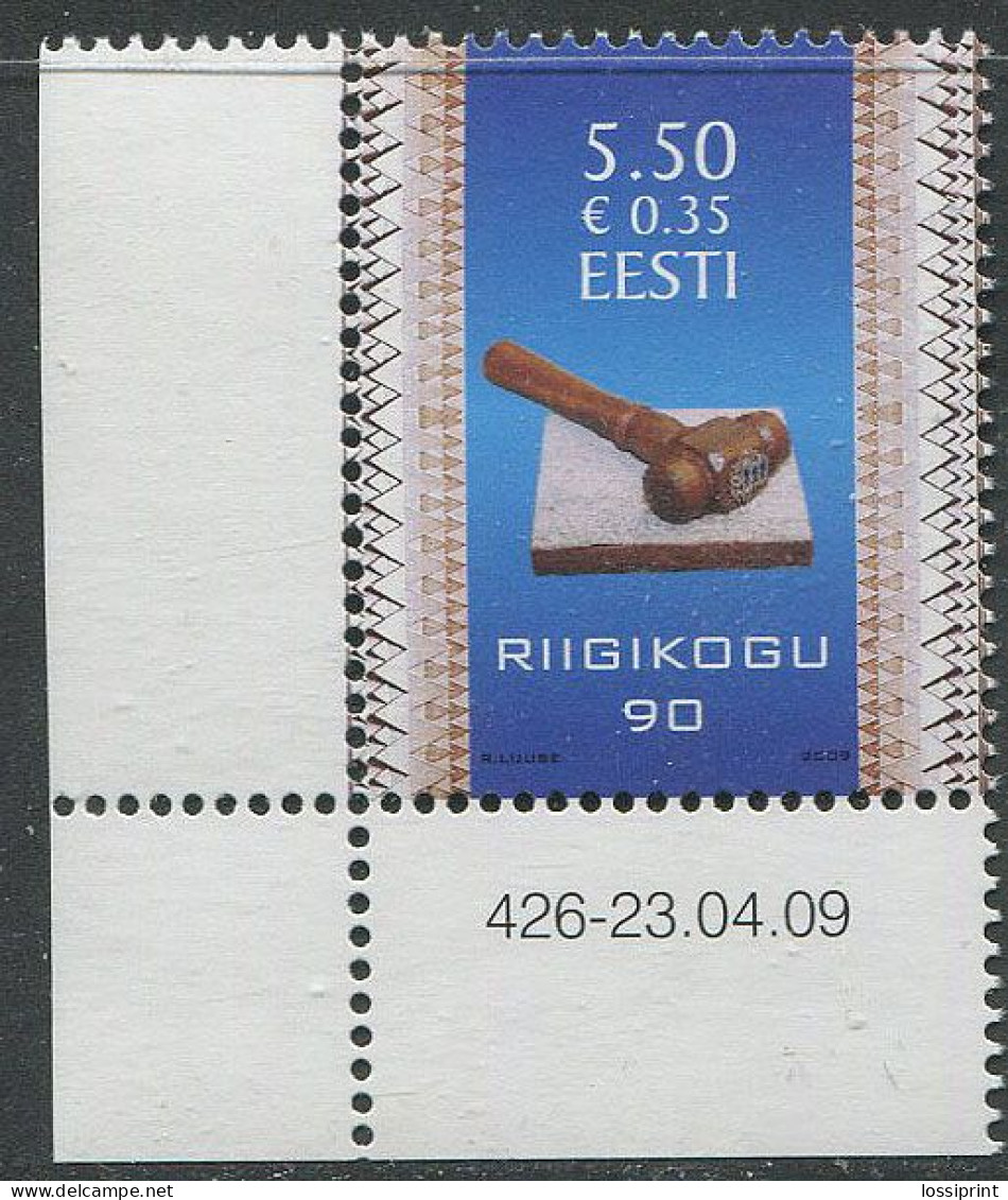 Estonia:Unused Stamp Riigikogu 90, Corner!, 2009, MNH - Estonie