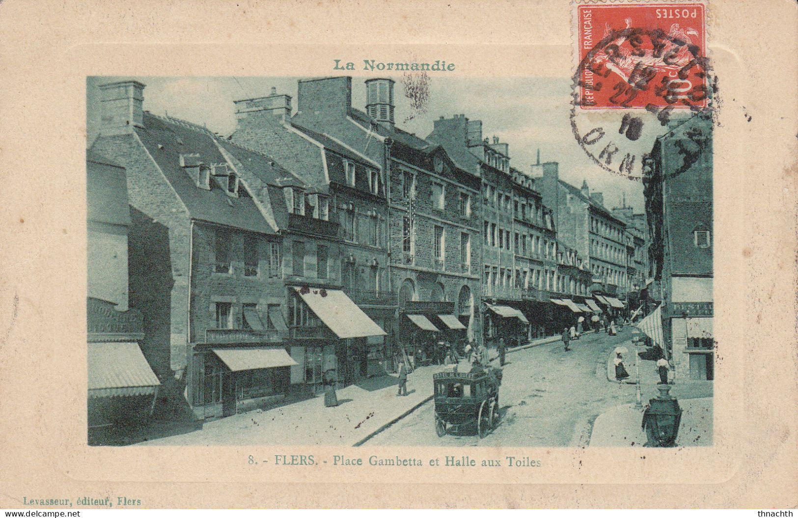 1918 FLERS - Place Gambetta Et Halles Aux Toiles - Flers