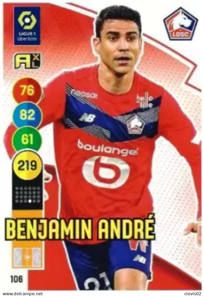 106 Benjamin André - LOSC Lille - Panini Adrenalyn XL LIGUE 1 - 2021-2022 Carte Football - Trading Cards
