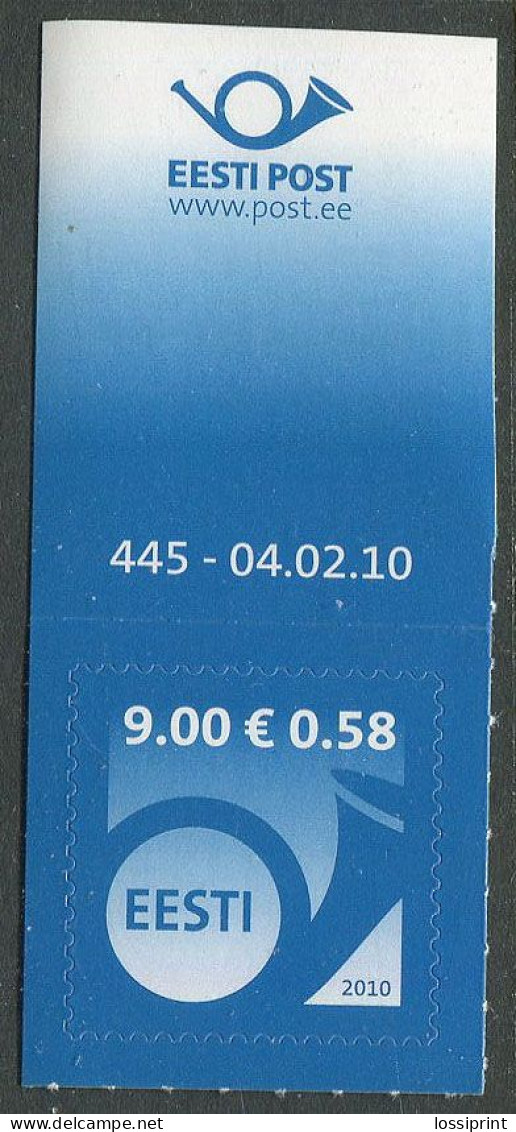 Estonia:Unused Stamp Postal Horn 9.00, Corner!, 2010, MNH - Estonie