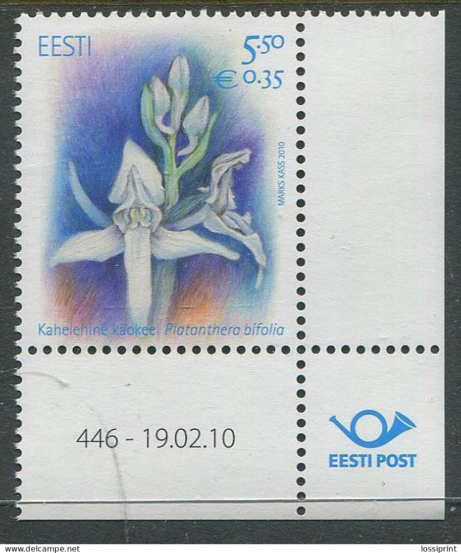 Estonia:Unused Stamp Flower, Corner!, 2010, MNH - Estonie