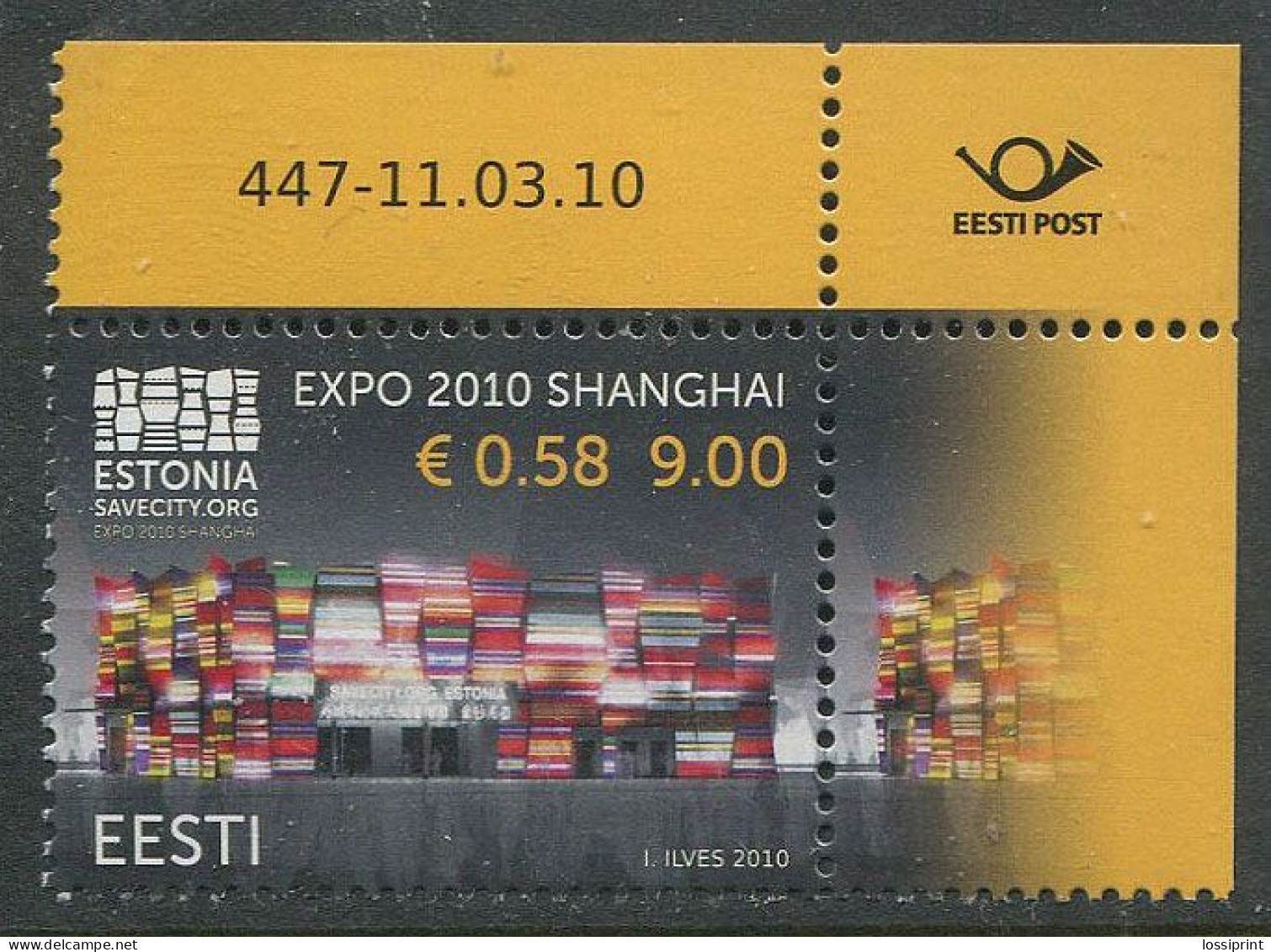 Estonia:Unused Stamp Shanghai EXPO, Corner!, 2010, MNH - Estonie