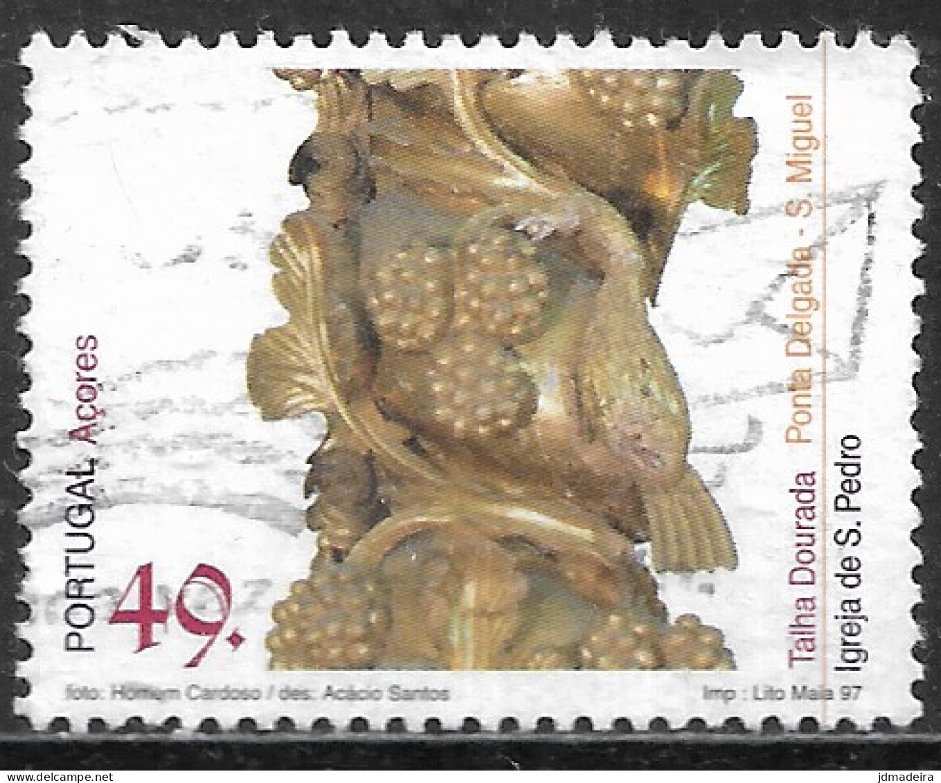 Portugal – 1997 Gold Carving 49. Used Stamp - Usati