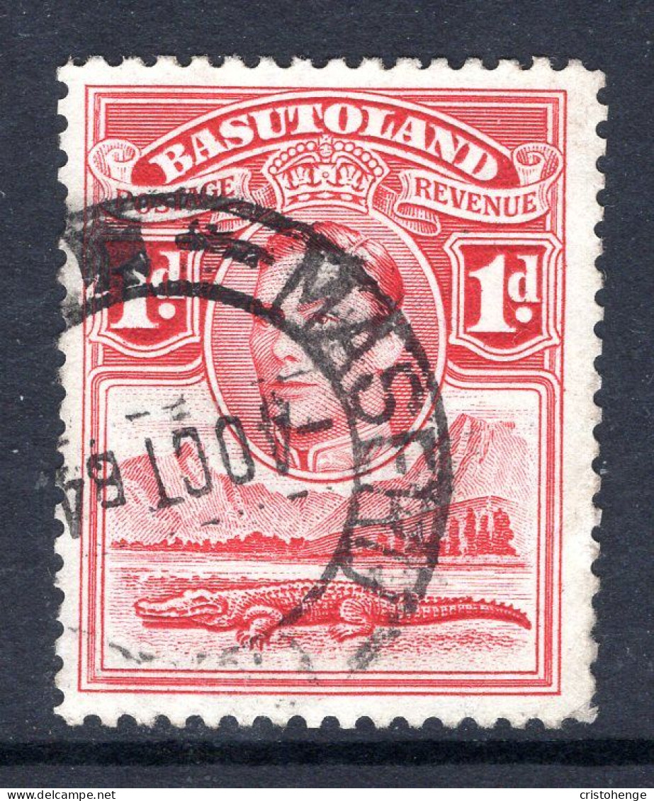 Basutoland 1938 KGVI Crocodile & Mountains - 1d Scarlet Used (SG 19) - 1933-1964 Kolonie Van De Kroon